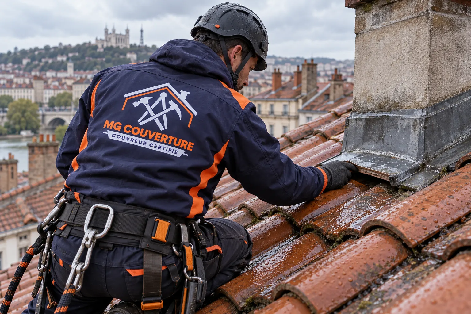 Recherche de fuite toiture Lyon par MG Couverture sur une couverture en tuiles