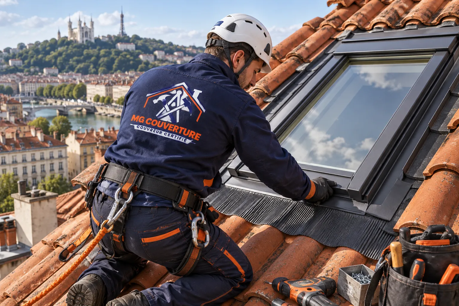 Pose Velux Lyon avec raccord d’étanchéité par MG Couverture